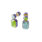 Orbita earrings, Asymmetrical, Octagon cut crystals, Multicolored, Gold-tone plated